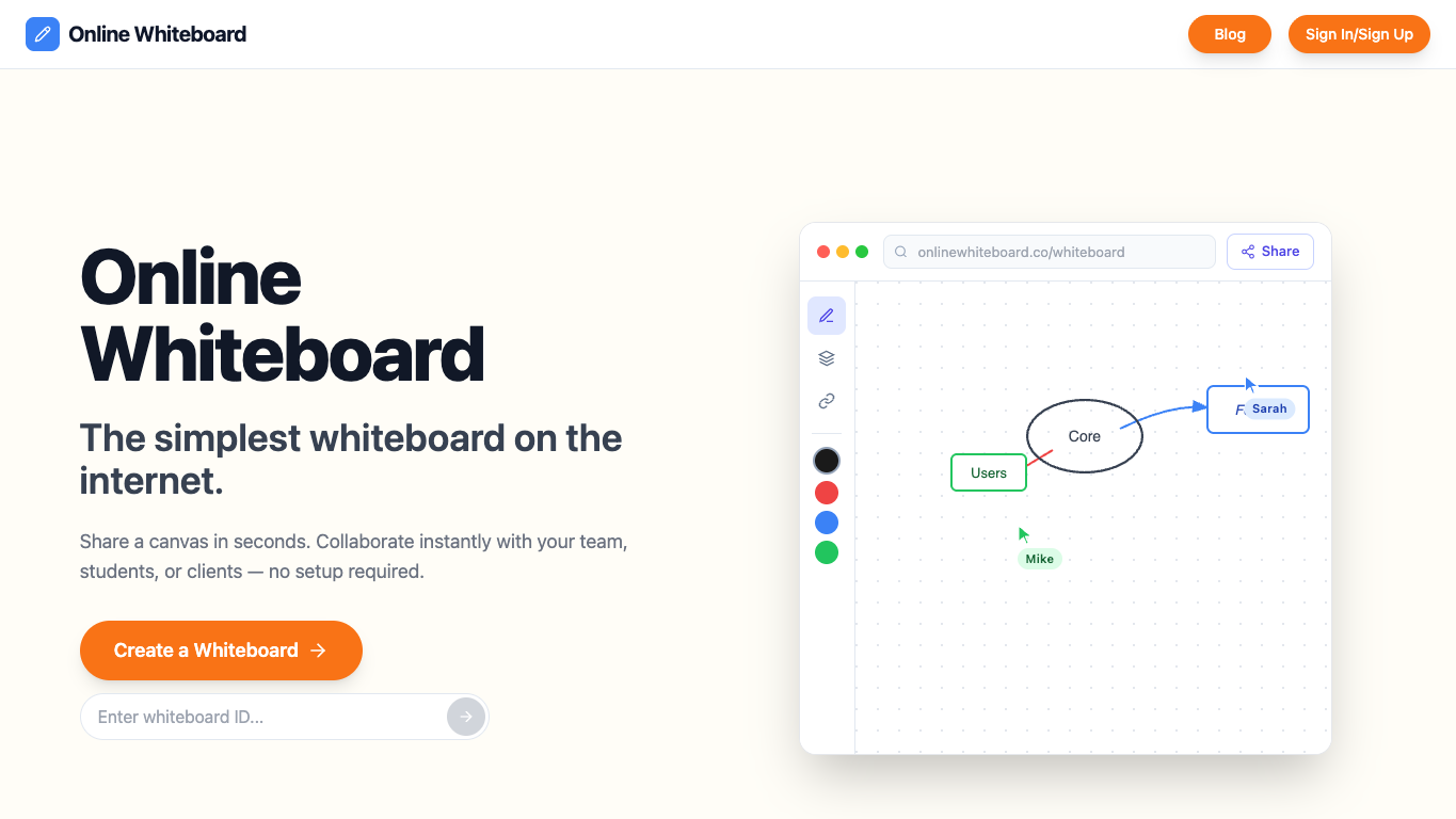 Online whiteboard screenshot